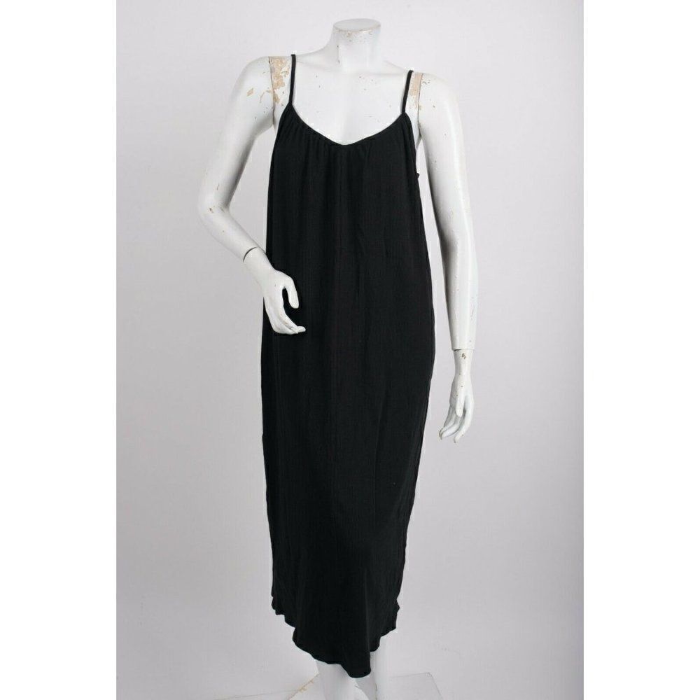 Zara Womens Strappy Rib Ribbed Midi Dress XS Black 1044/632 NWT